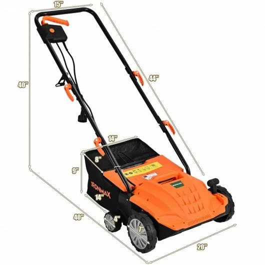 12Amp Corded Scarifier 13” Electric Lawn Dethatcher -Orange