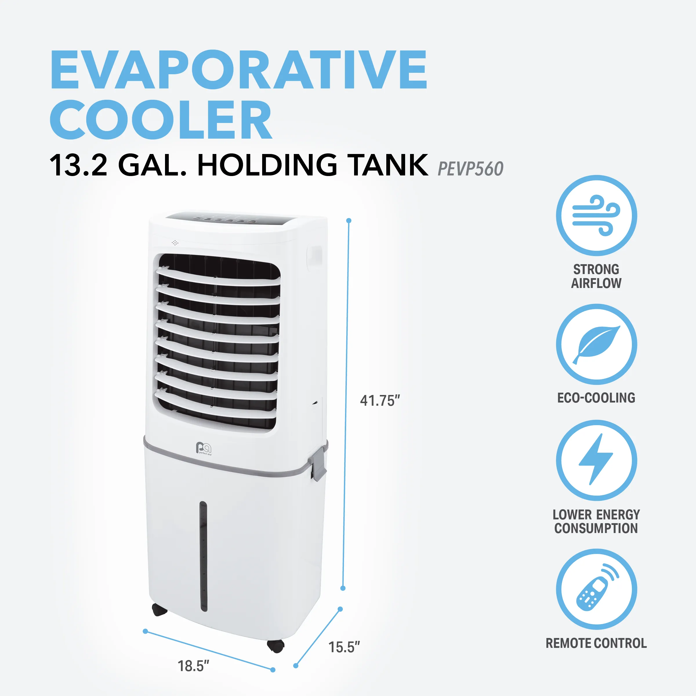 13.2 Gallon Evaporative Cooler with Remote Control and Cooling Ice Pack, 560 CFM Air Flow