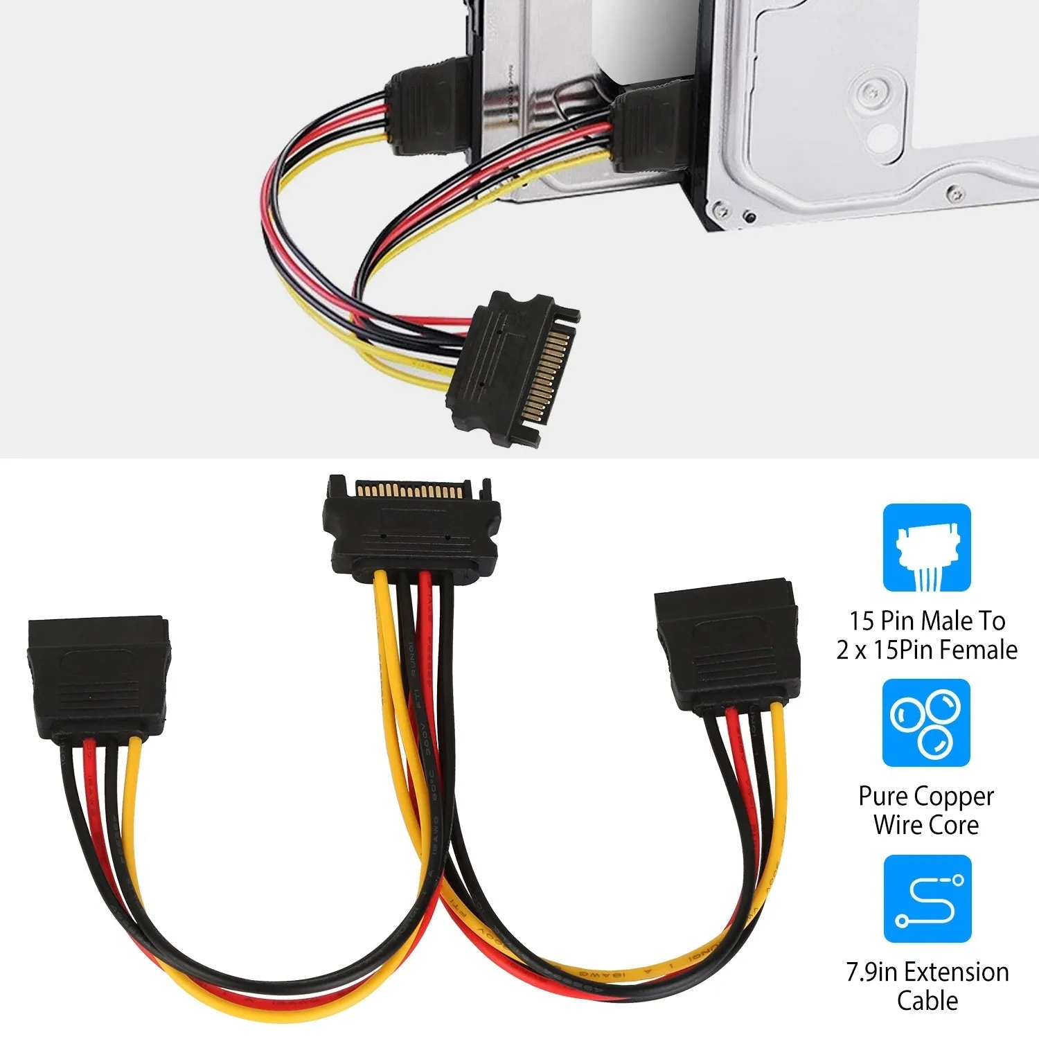 15 Pin Y Splitter Cable Adapter