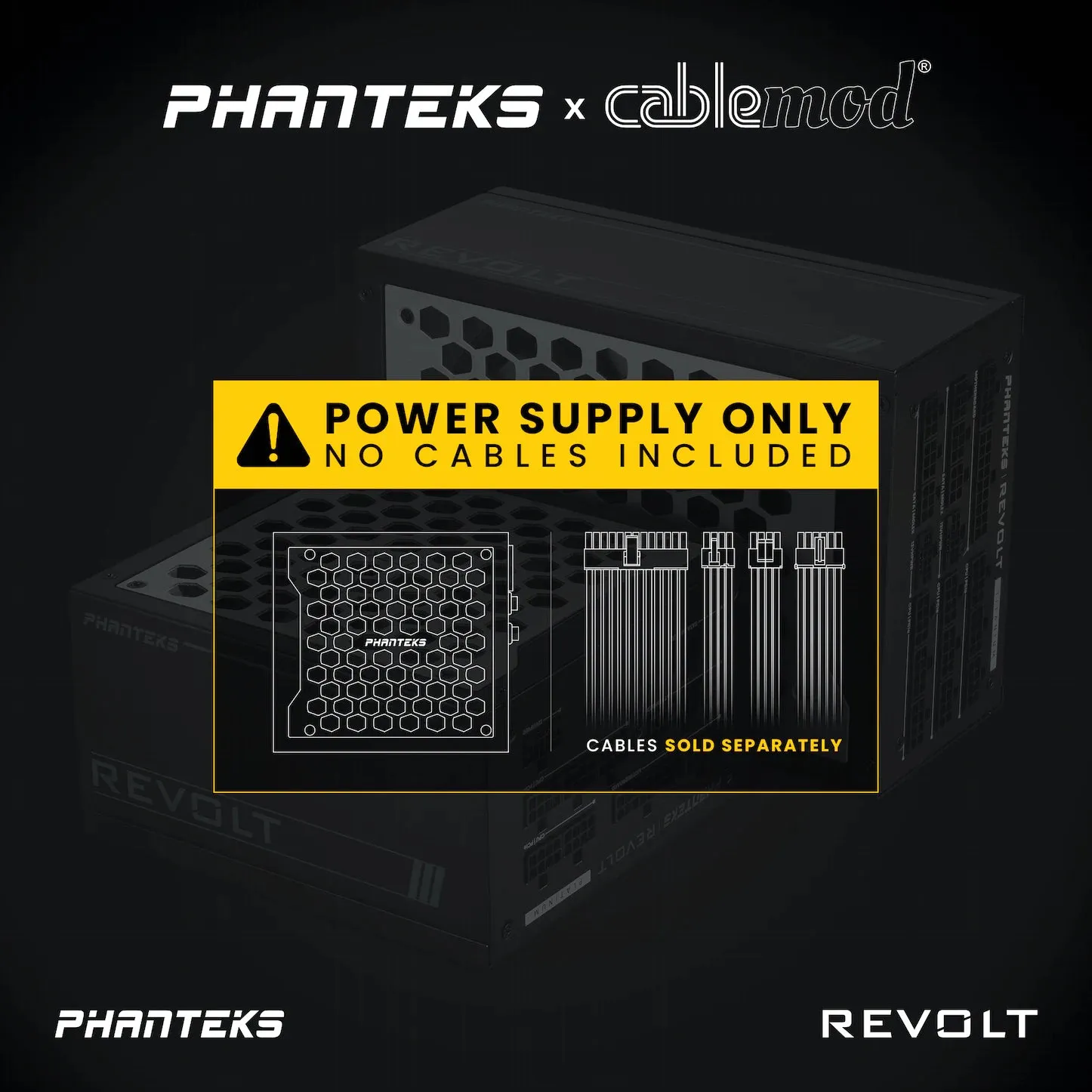 1600W Phanteks Revolt ATX 3.0 Titanium Black Cable Free PSU