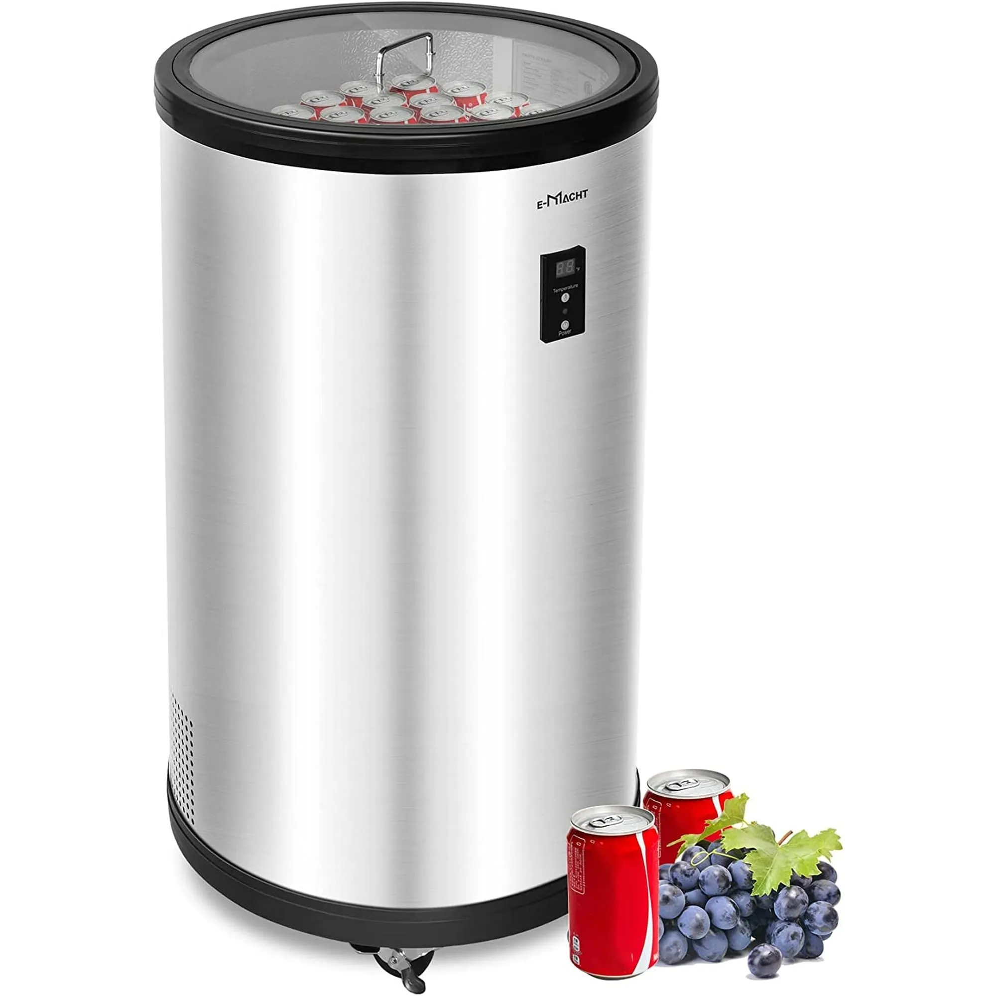 1.8 Cu.ft. Beverage Refrigerator and Cooler, Portable Freestanding Cooler Fridge with 4 Universal Wheels, 2 Removable Baskets, LCD Display for Soda Beer or Wine, Perfect for Home, Bar, Apartment