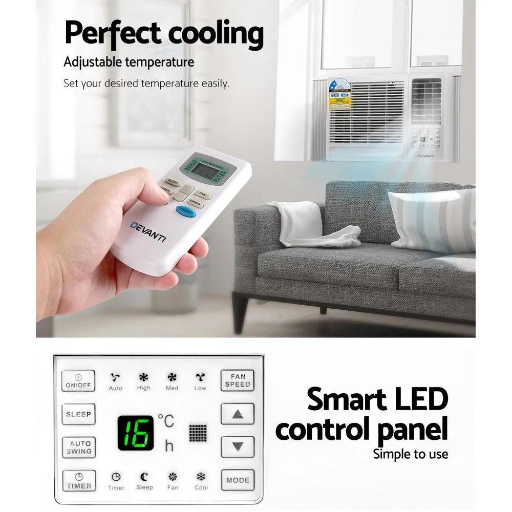 2.7kW Window Air Conditioner, LED Panel, Remote - Devanti