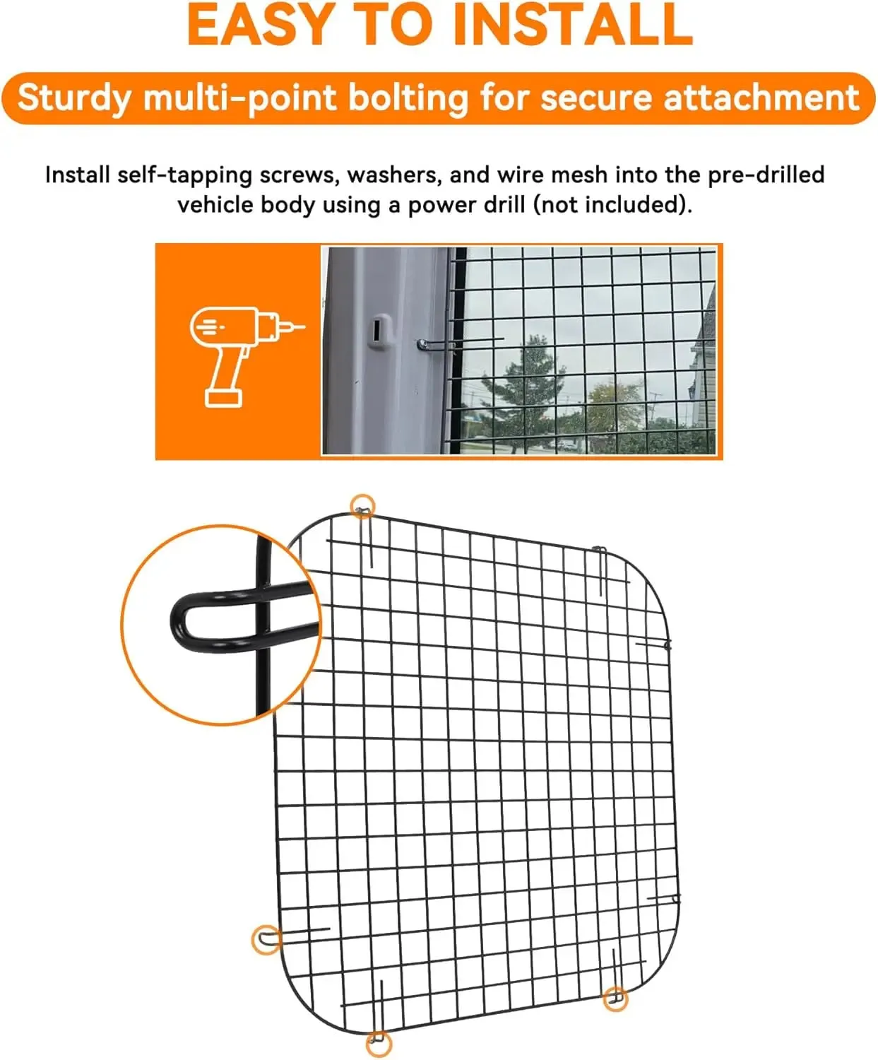 2Pcs Rear Security Window Screens for RAM ProMaster