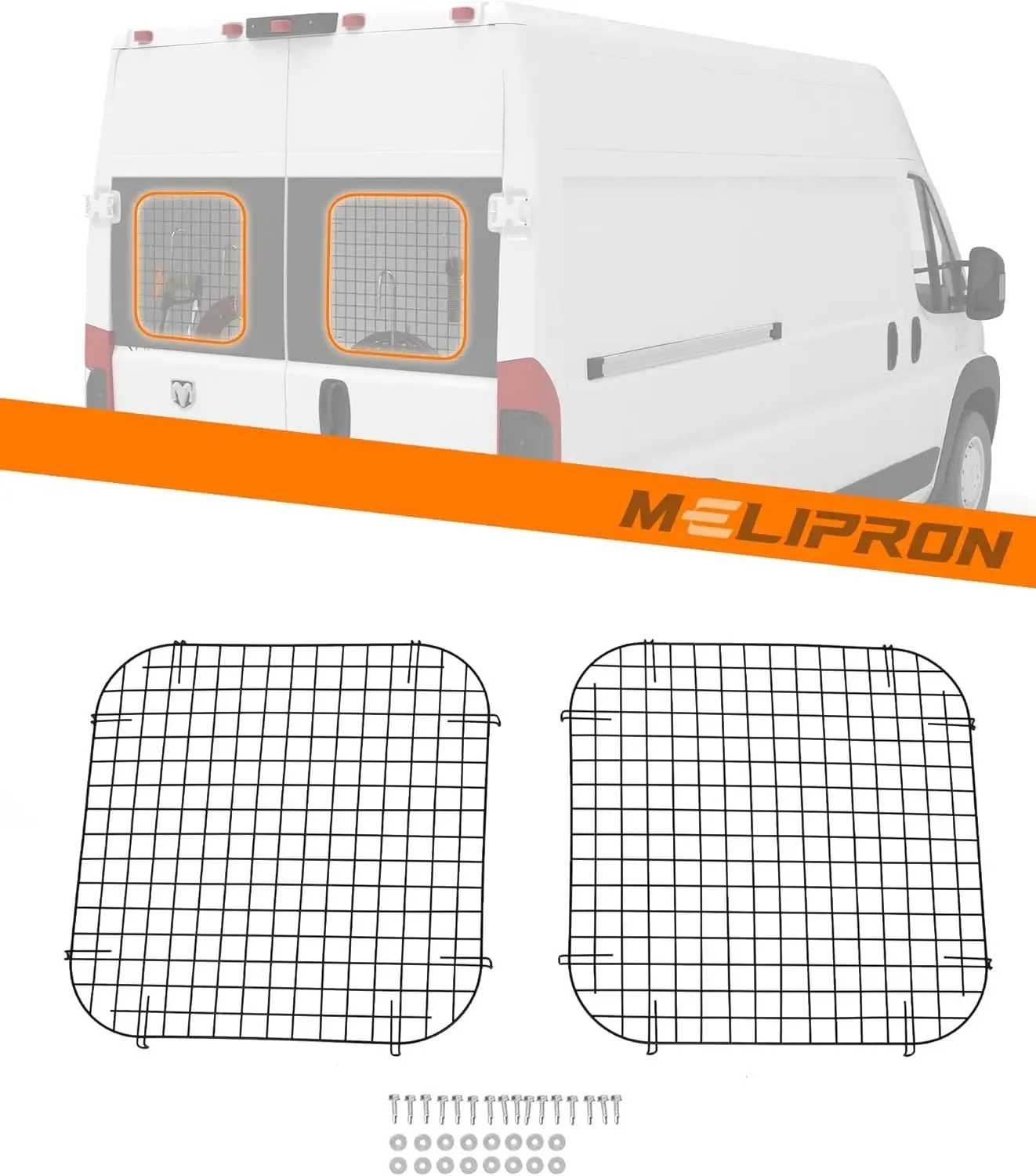 2Pcs Rear Security Window Screens for RAM ProMaster