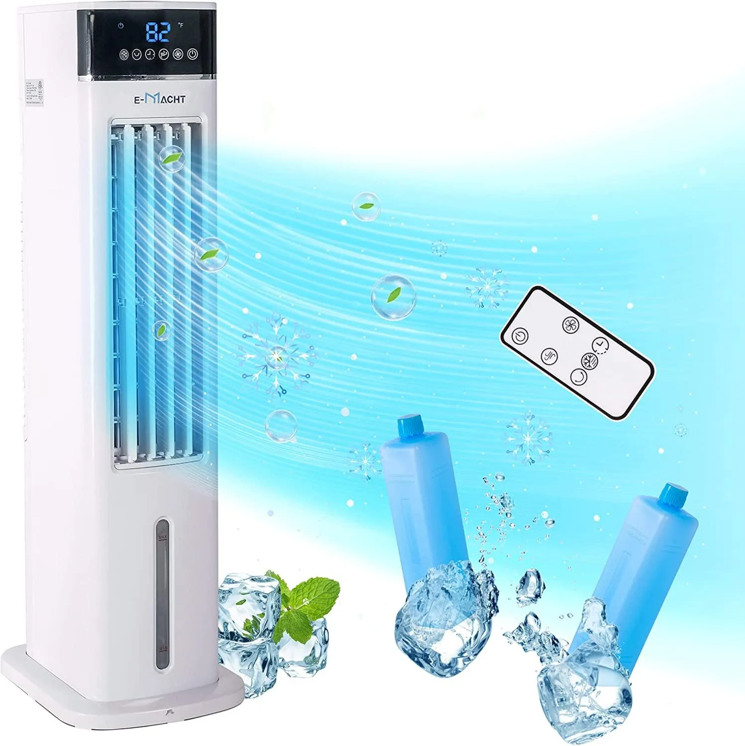 3-In-1 Evaporative Cooler Fan Portable Air Conditioner, Timer Bladeless Tower Fan