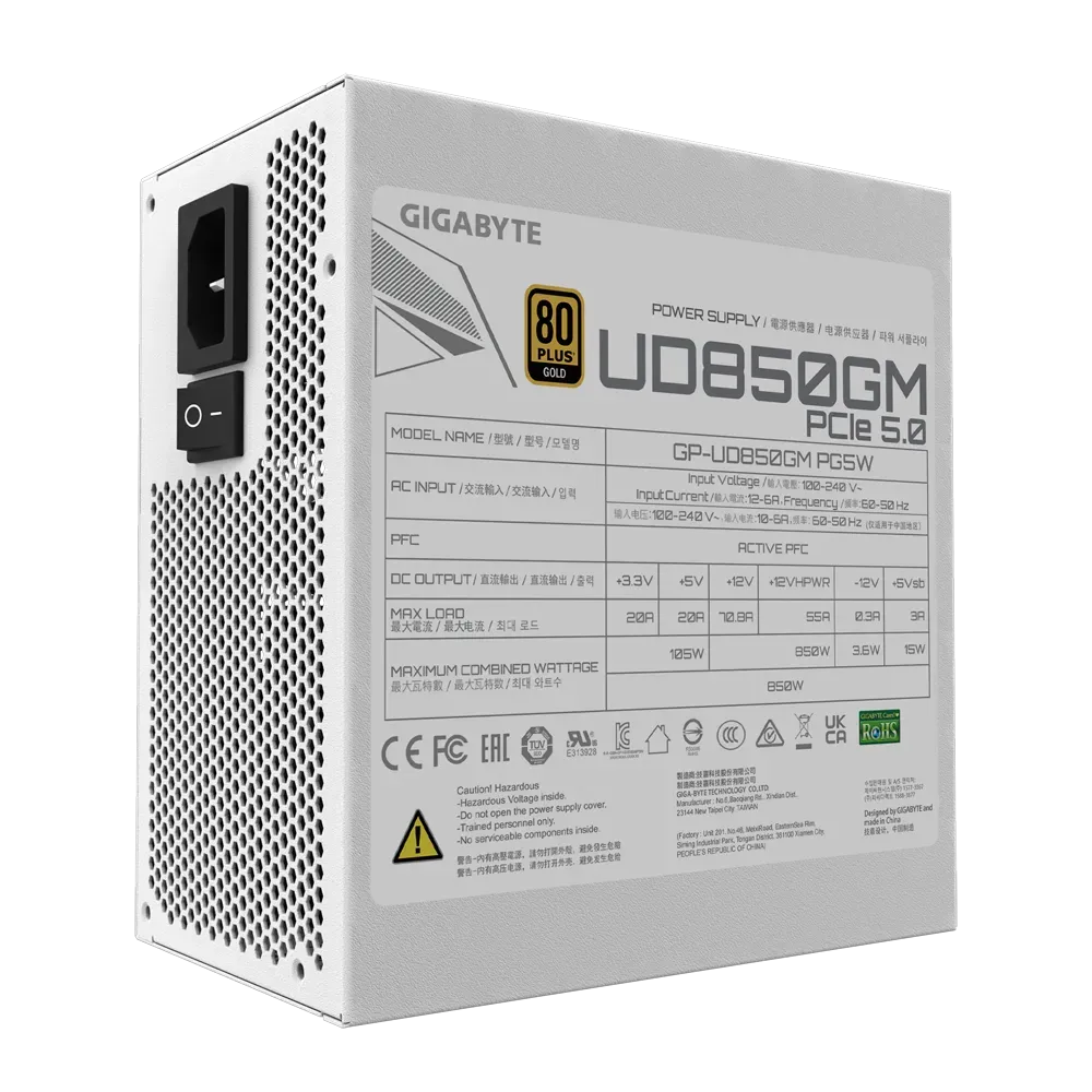 850W Gigabyte UD850GM PG5W ATX 3.0 Gold Modular PSU