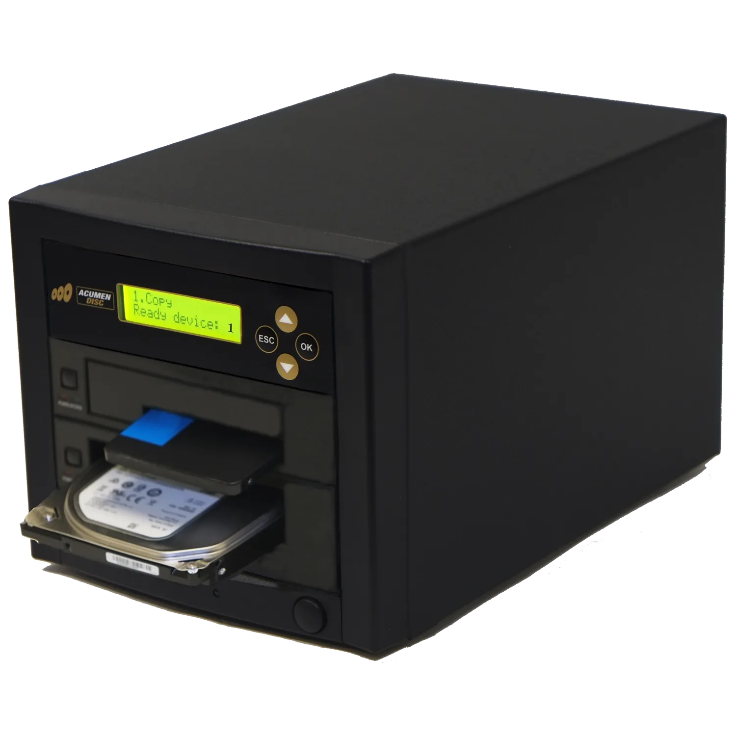 Acumen Disc 1 to 1 SATA III Hard Drive Duplicator (up to 600MB/s) - 3.5" & 2.5" HDD & SSD Memory Card Copier & Sanitizer (DoD Compliant) - H01-SATA3