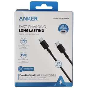 Anker 6 FT 60W Powerline Select  Usb-C To Usb-C Cable - Black