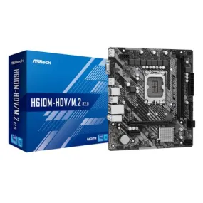 Asrock H610M-HDV/M.2 R2.0 Gaming Motherboard, Intel H610, 1700, Micro ATX, 2x DDR4, VGA, HDMI, DP, PCIe4, 1x M.2