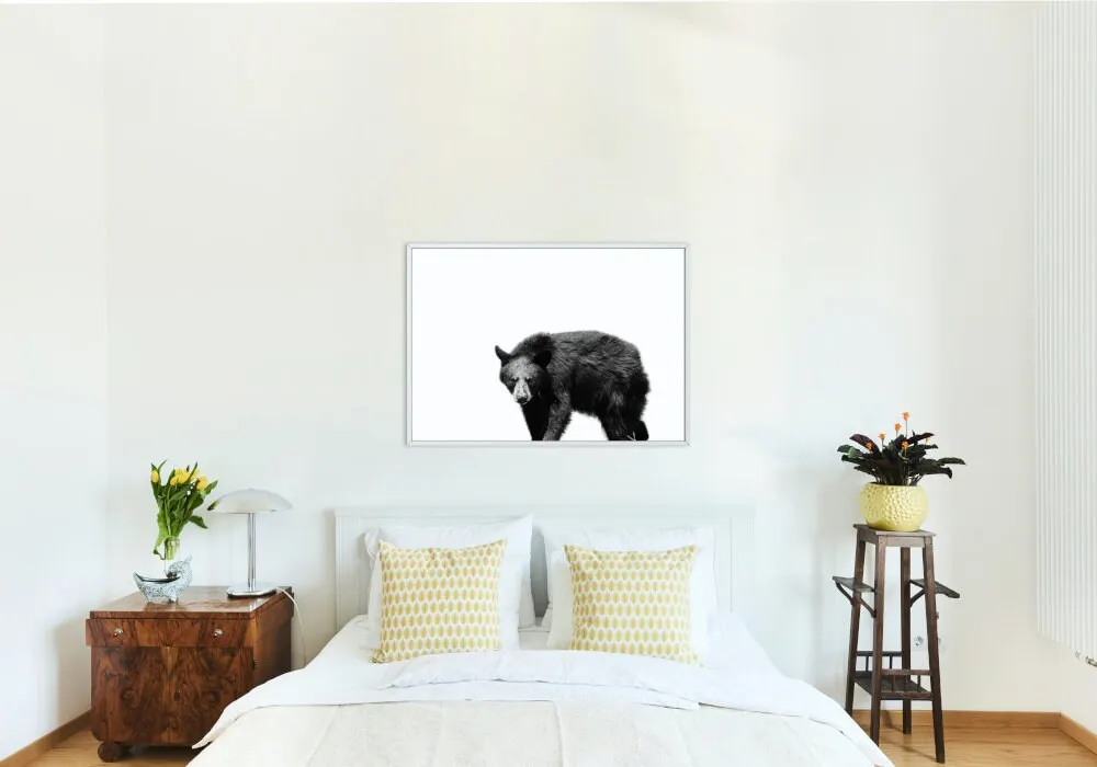 Black And White Bear Artwork PRINTABLE WALL ART, Black And White Wall Art, Horizontal Poster, Black Bear Painting, Country Animal Print, Nordic Print, Forest Animal Print