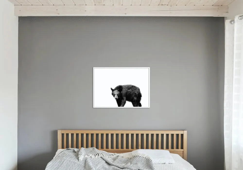 Black And White Bear Artwork PRINTABLE WALL ART, Black And White Wall Art, Horizontal Poster, Black Bear Painting, Country Animal Print, Nordic Print, Forest Animal Print