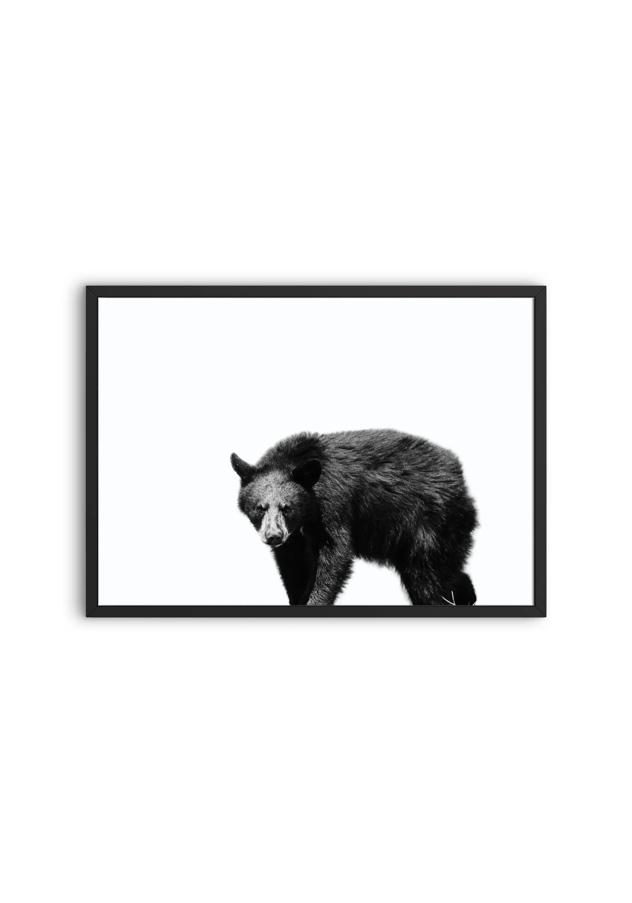 Black And White Bear Artwork PRINTABLE WALL ART, Black And White Wall Art, Horizontal Poster, Black Bear Painting, Country Animal Print, Nordic Print, Forest Animal Print