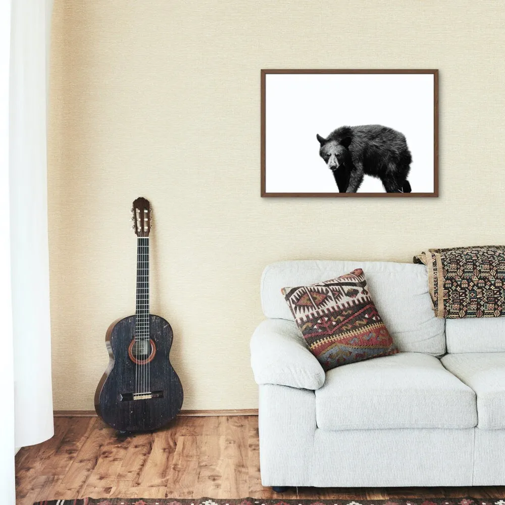 Black And White Bear Artwork PRINTABLE WALL ART, Black And White Wall Art, Horizontal Poster, Black Bear Painting, Country Animal Print, Nordic Print, Forest Animal Print