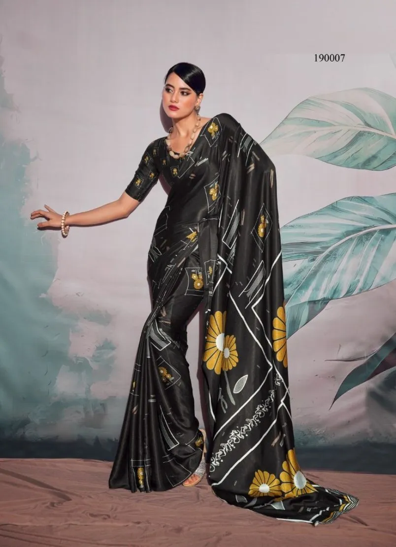 Black digital print saree