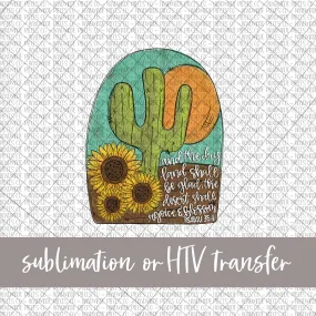 Cactus and Sunflower, Western w/ Bible Verse - Sublimation or HTV Transfer