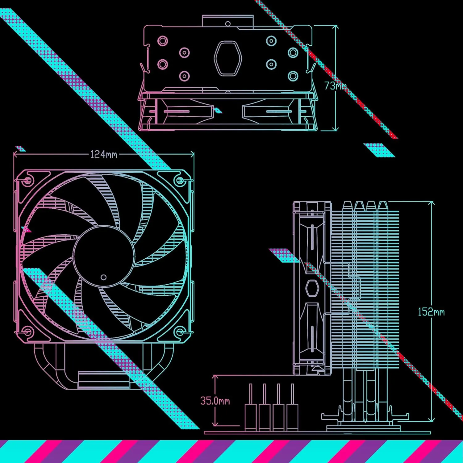 Cooler Master Hyper 212 Spectrum V3 ARGB CPU Cooler | Intel & AMD CPU Air Cooler