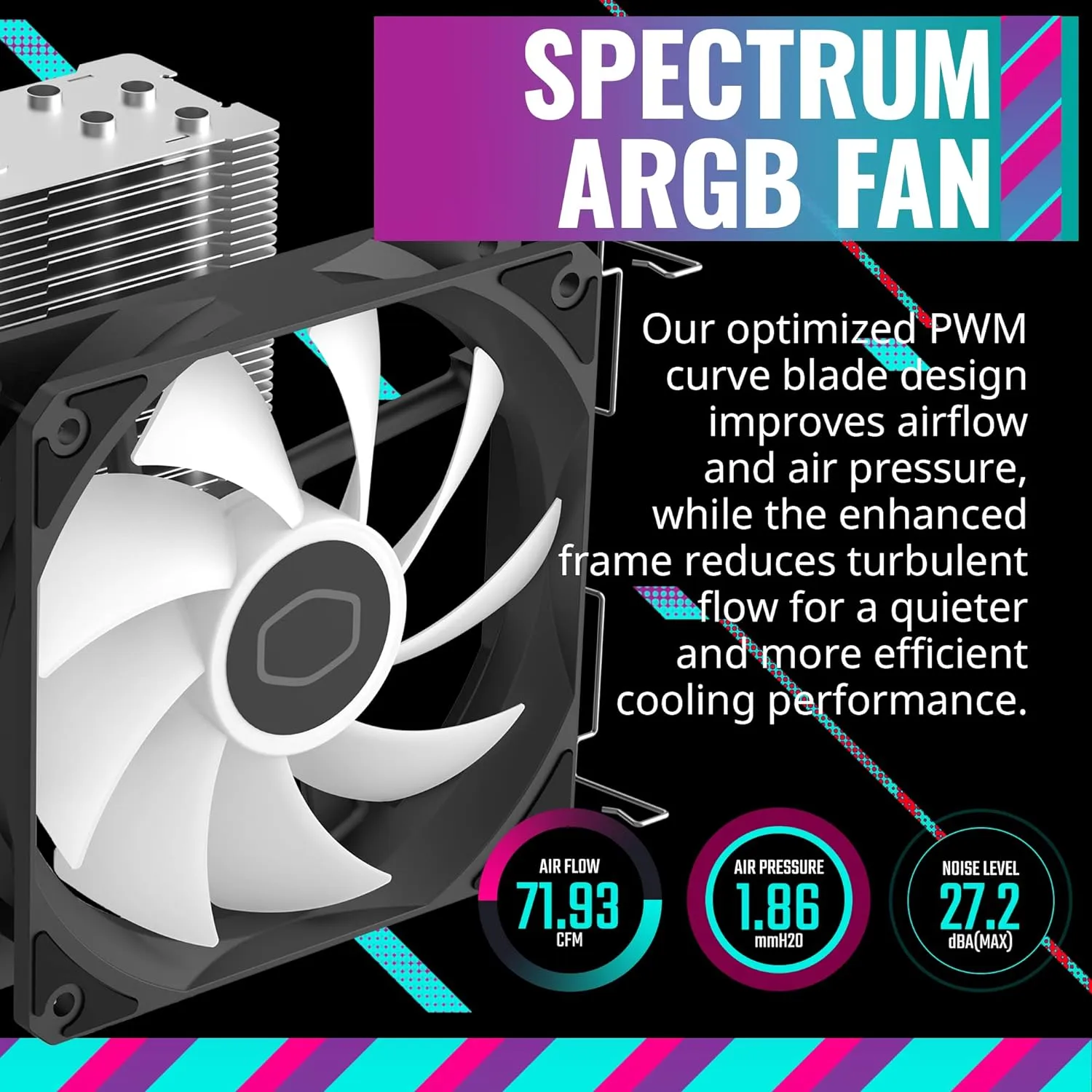 Cooler Master Hyper 212 Spectrum V3 ARGB CPU Cooler | Intel & AMD CPU Air Cooler