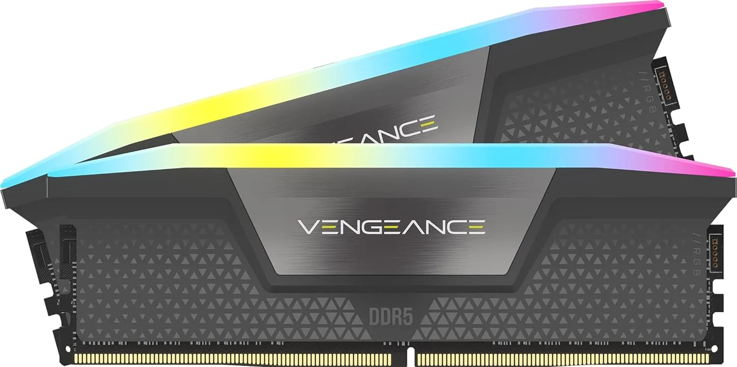 Corsair Vengeance RGB Grey 64GB Memory RAM 5200MHz DDR5 Memory Kit, AMD EXPO