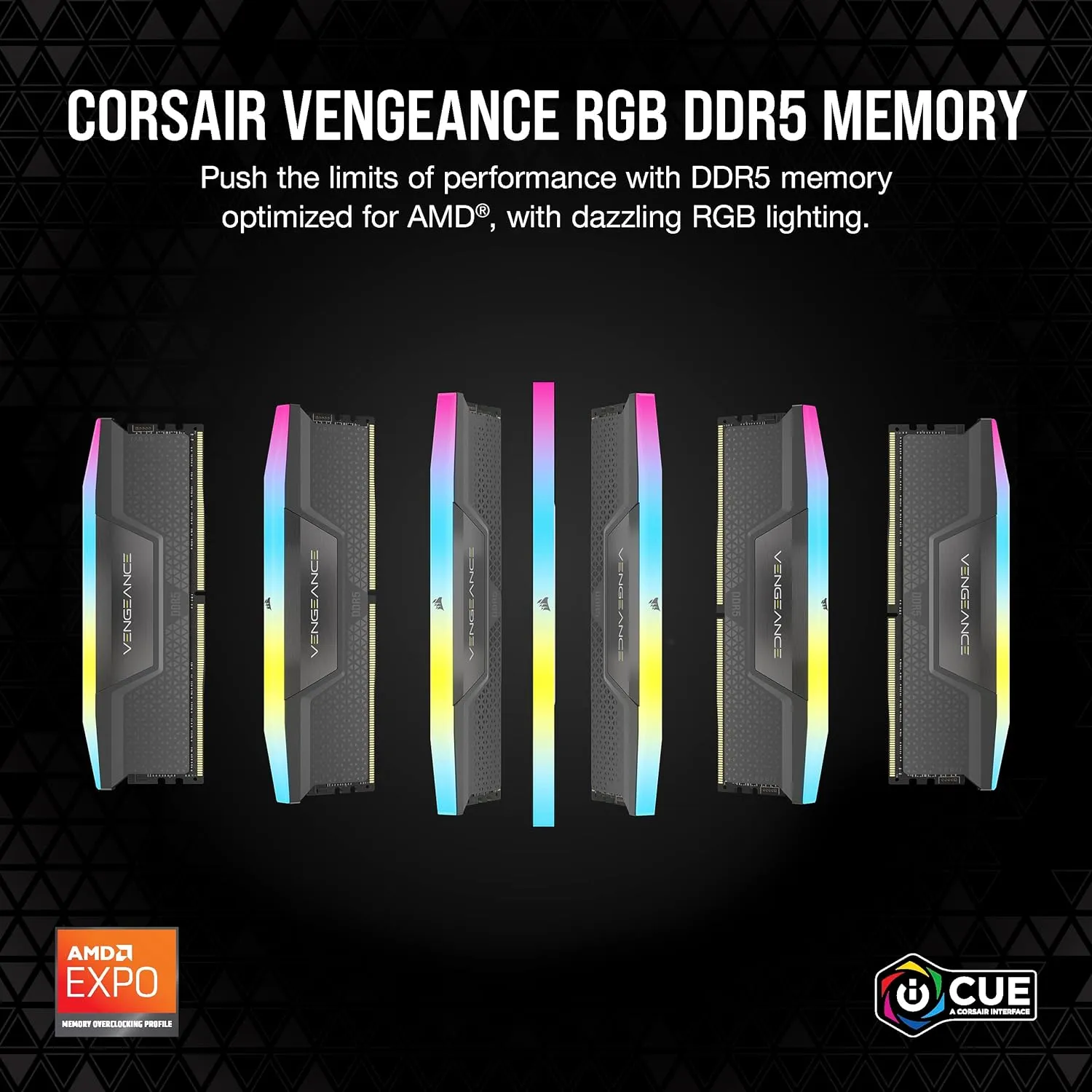 Corsair Vengeance RGB Grey 64GB Memory RAM 5200MHz DDR5 Memory Kit, AMD EXPO