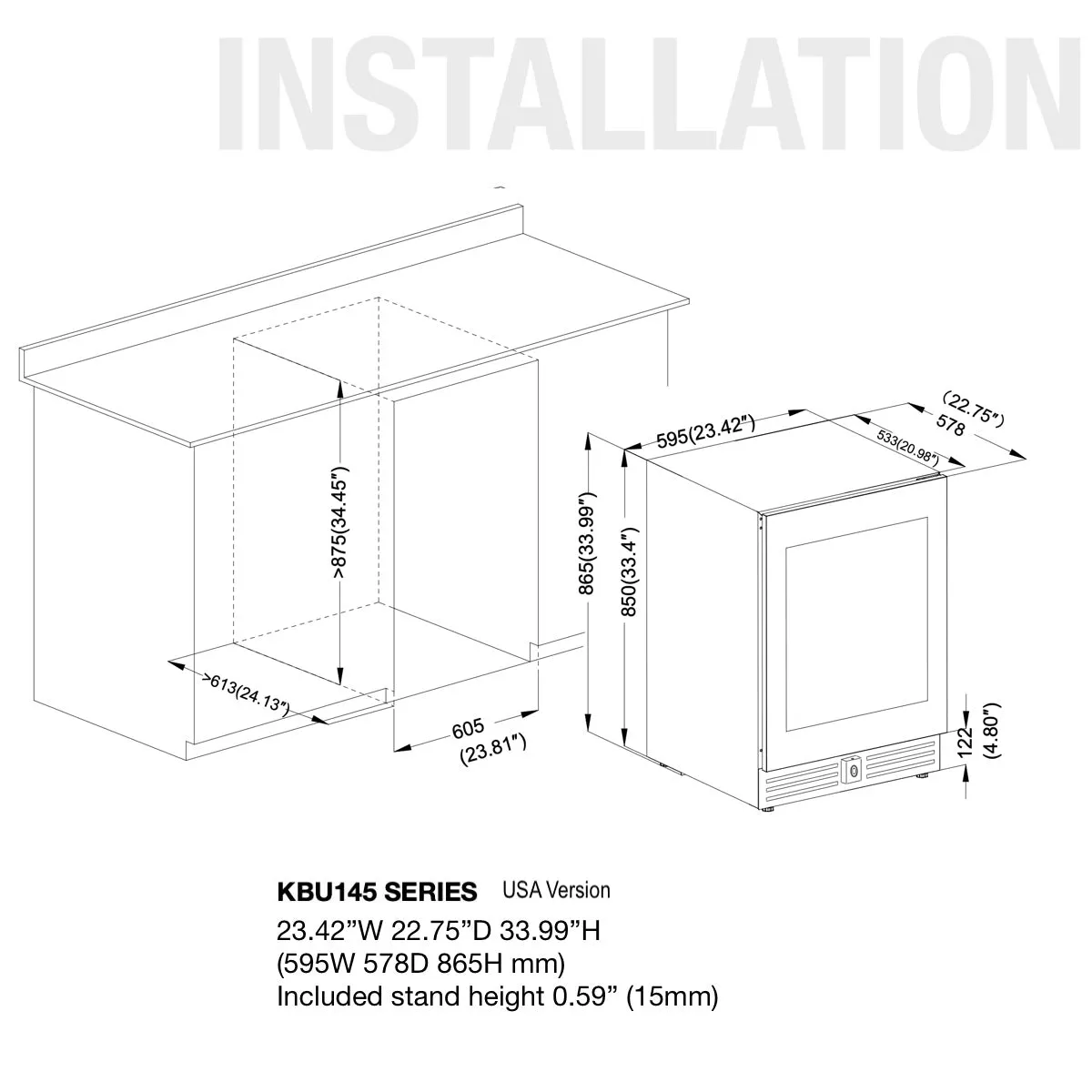 Dual Zone 24 Inch Under Counter LOW-E Glass Door Wine Cooler