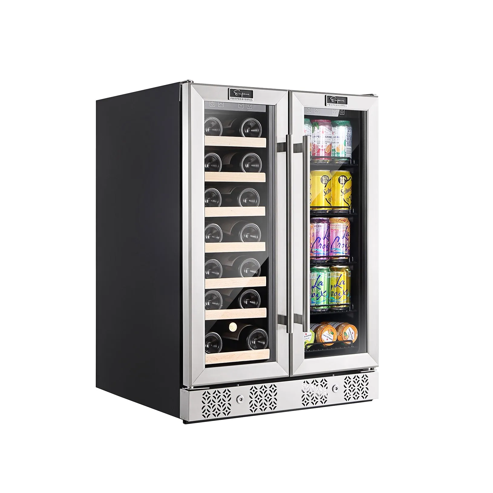 Empava BR03D 24" Dual Zone Wine and Beer Fridge Beverage Cooler