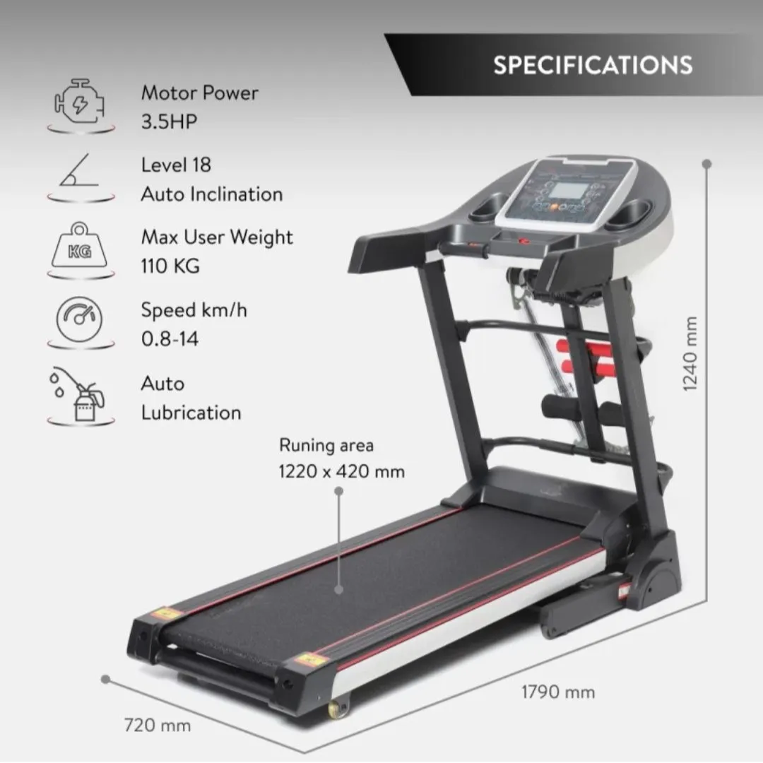 Fitbol 3.5 HP Multifunction DC Motorized Treadmill