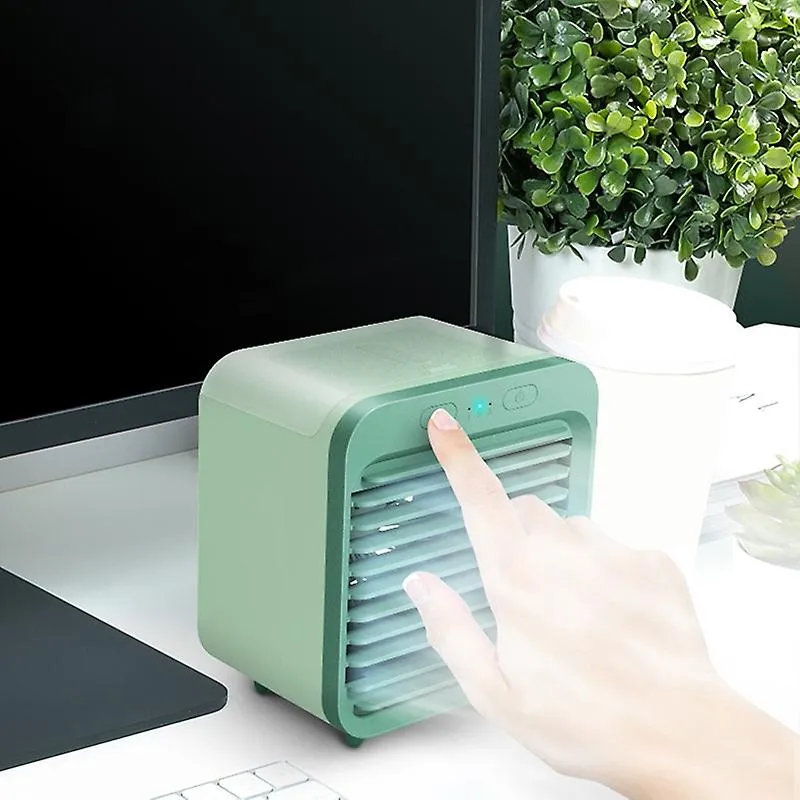 Green USb Desk Mini Fan Portable Air Cooler Fan Air Conditioner Light Desktop Air Cooling Fan Humidifier Purifier For Office Bedroom Fa0580