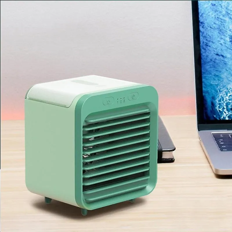 Green USb Desk Mini Fan Portable Air Cooler Fan Air Conditioner Light Desktop Air Cooling Fan Humidifier Purifier For Office Bedroom Fa0580