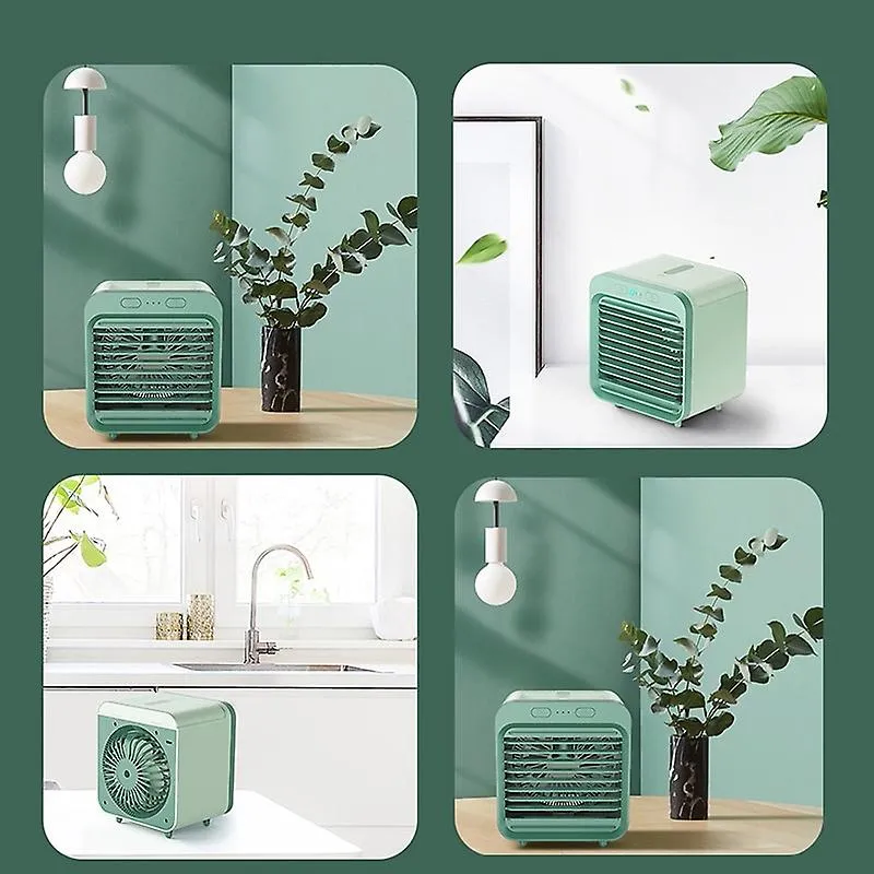 Green USb Desk Mini Fan Portable Air Cooler Fan Air Conditioner Light Desktop Air Cooling Fan Humidifier Purifier For Office Bedroom Fa0580