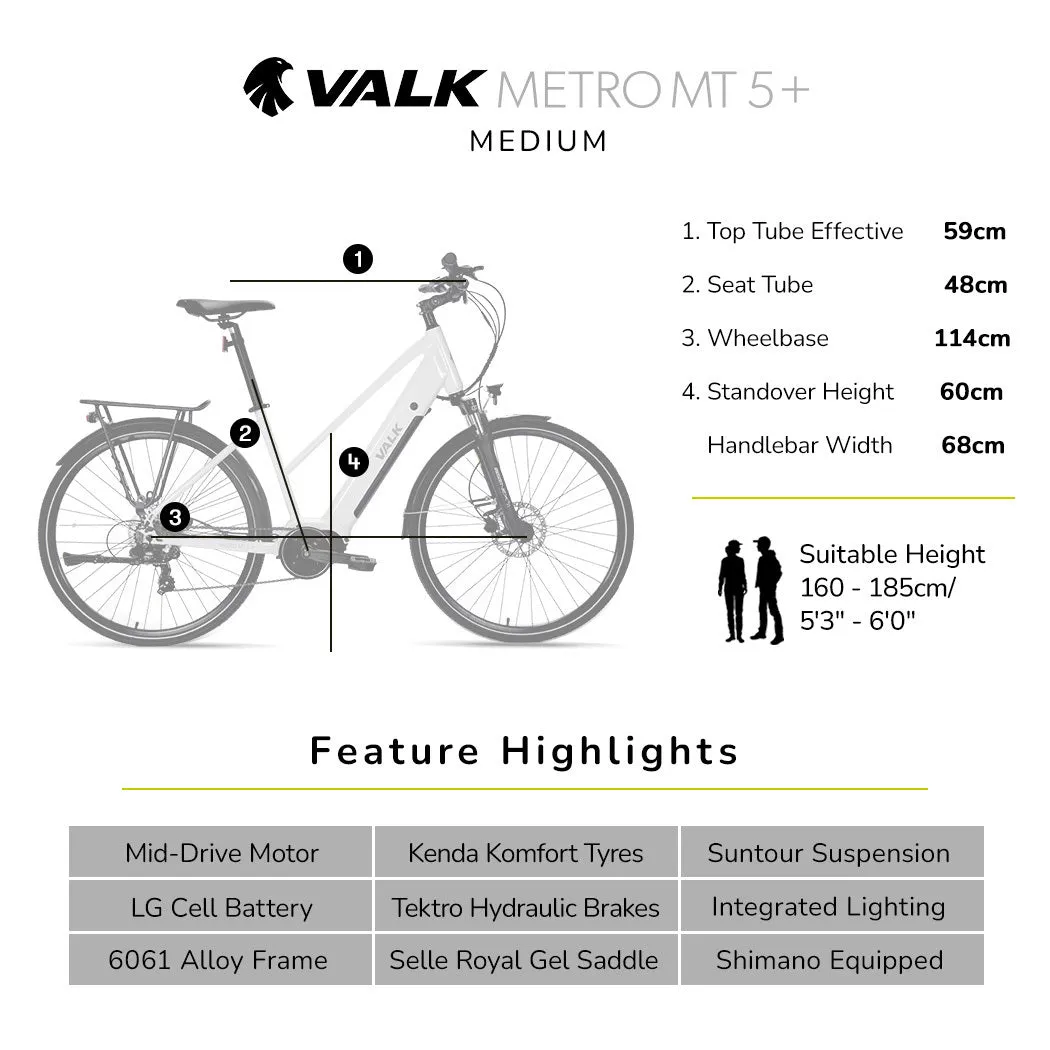 High-Performance Electric Hybrid Bike w/ Mid-Drive, Metro MT 5  by VALK