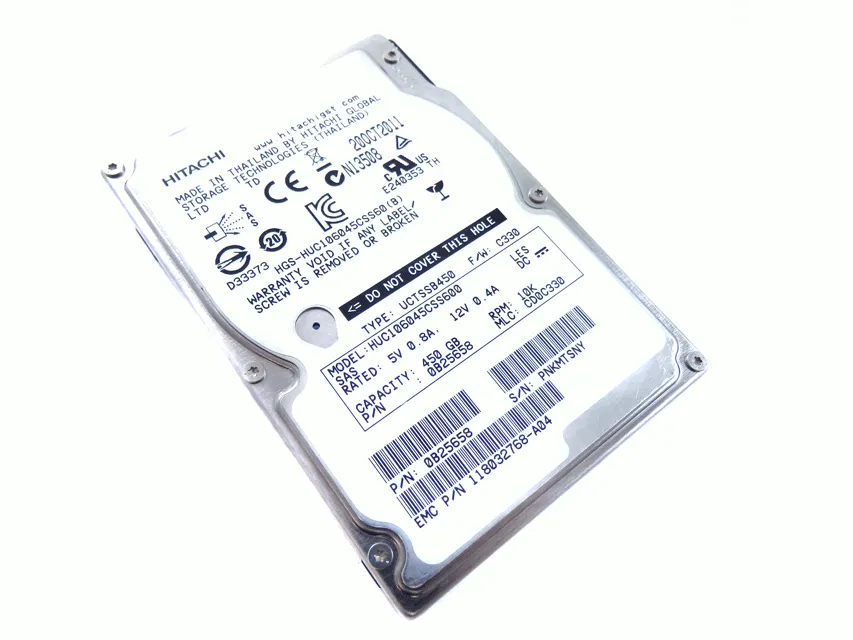 Hitachi 450GB 10K RPM SAS 6GB/s 2.5 Hard Drive HUC106045CSS600 EMC 118032768-A04