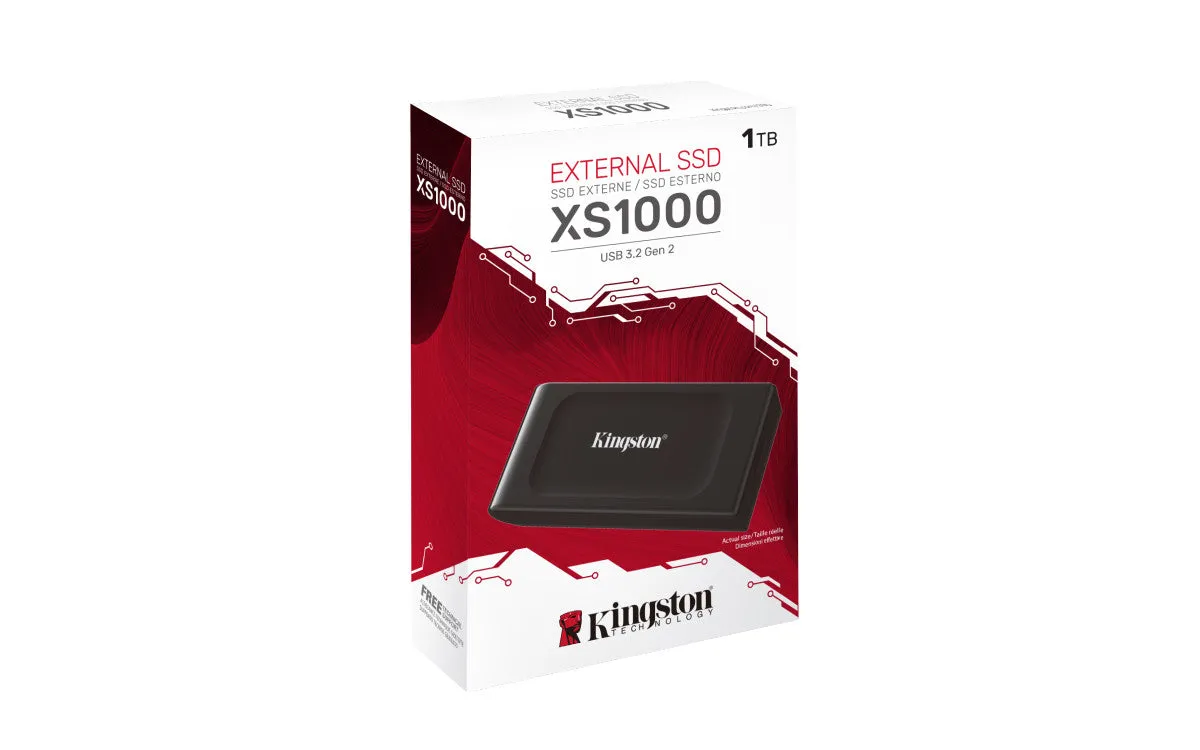 Kingston 1TB External SSD, Portable Solid State Drive, USB 3.2 Gen 2, XS1000, Up to 1050MB/s, Black