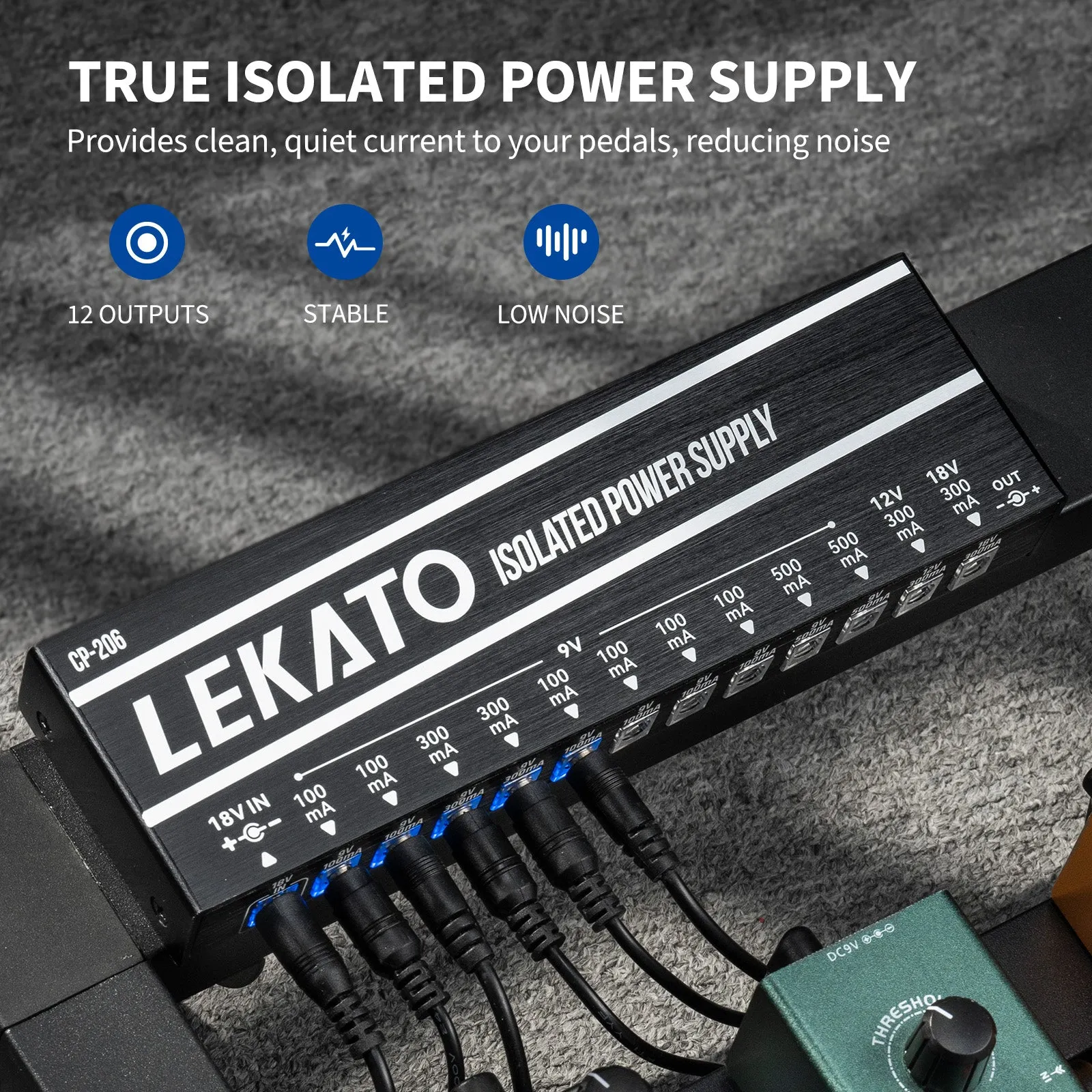 LEKATO CP-206 Guitar Isolated Pedal Power Supply