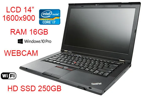 Lenovo ThinkPad T430s 14.1" HD  Ultra Slim Notebook | Intel Core i7-3520M @ 2.9GHz (3rd Gen), 16GB RAM, 256GB SSD [Solid State Drive], Windows 10 Pro x64 (Certified Refurbished) | 1 Year Warranty