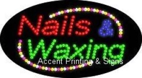 Nails & Waxing Flashing & Animated LED Sign (High Impact, Energy Efficient)