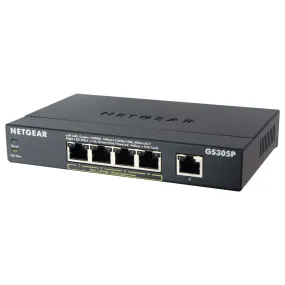 NETGEAR 5-Port Gigabit Ethernet PoE Switch (GS305Pv2) - Black