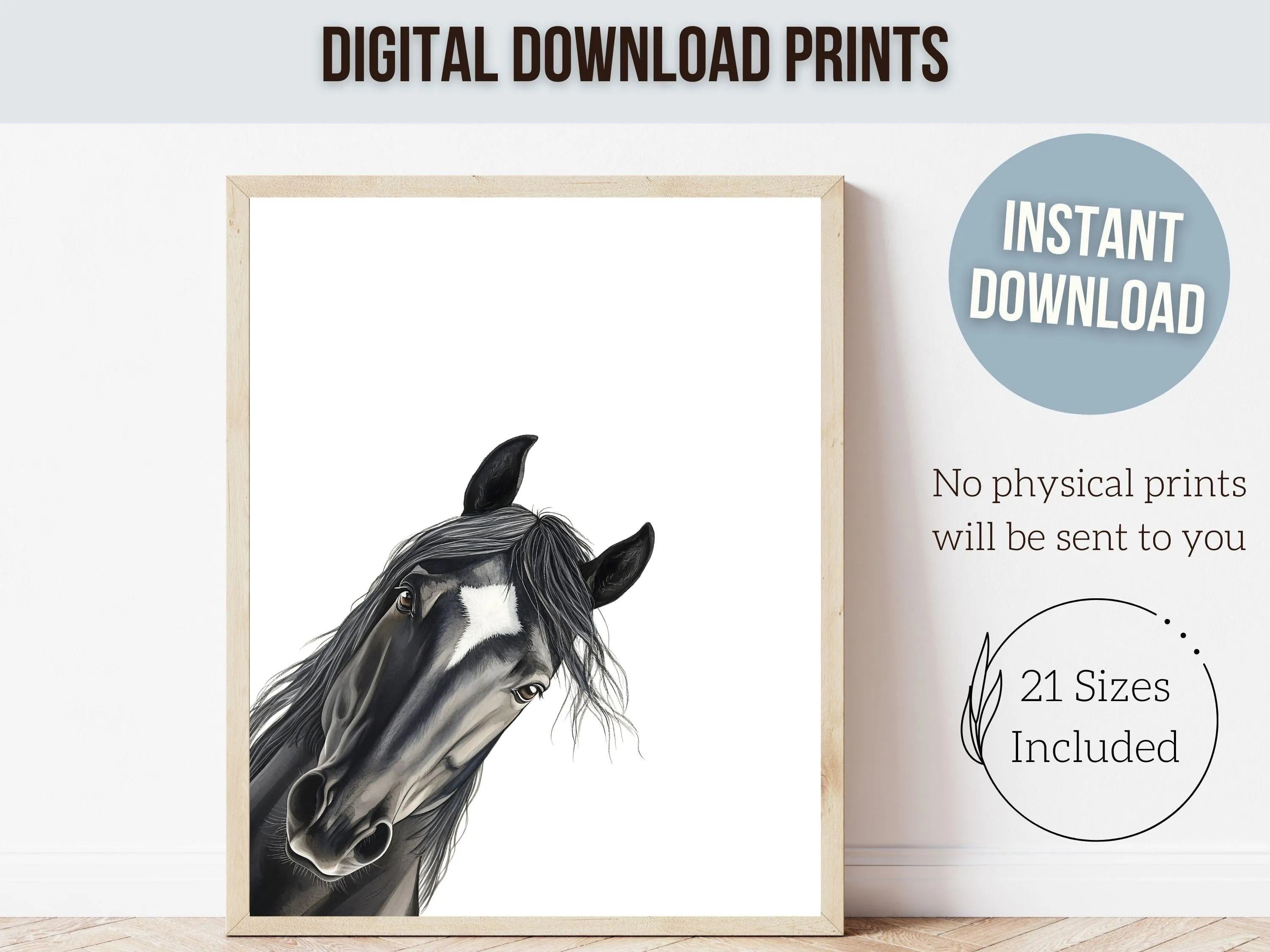 Peeking Black Horse Nursery Prints - 002