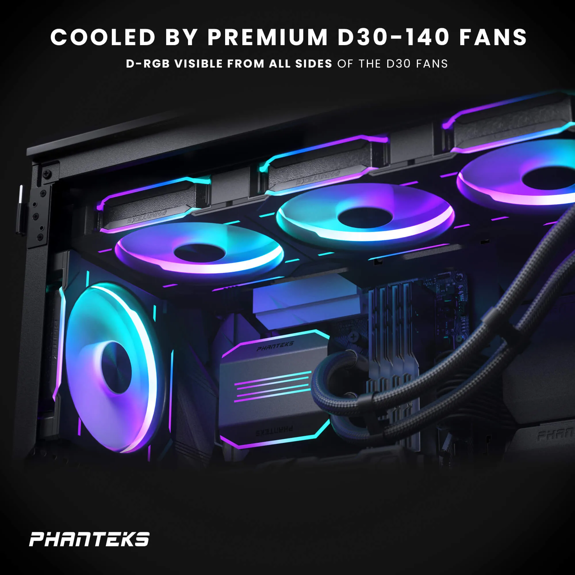 Phanteks Glacier One 420D30 Premium DRGB All in One Liquid CPU Cooler Black, 3x D30 140mm PWM D-RGB Fans, Support Intel Core 14th Gen