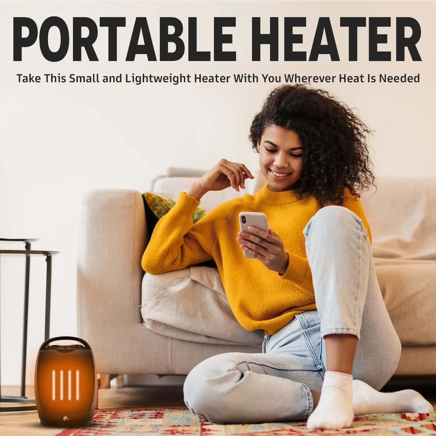 Portable Electric Space Heater with Oscillation - 1500W/750W