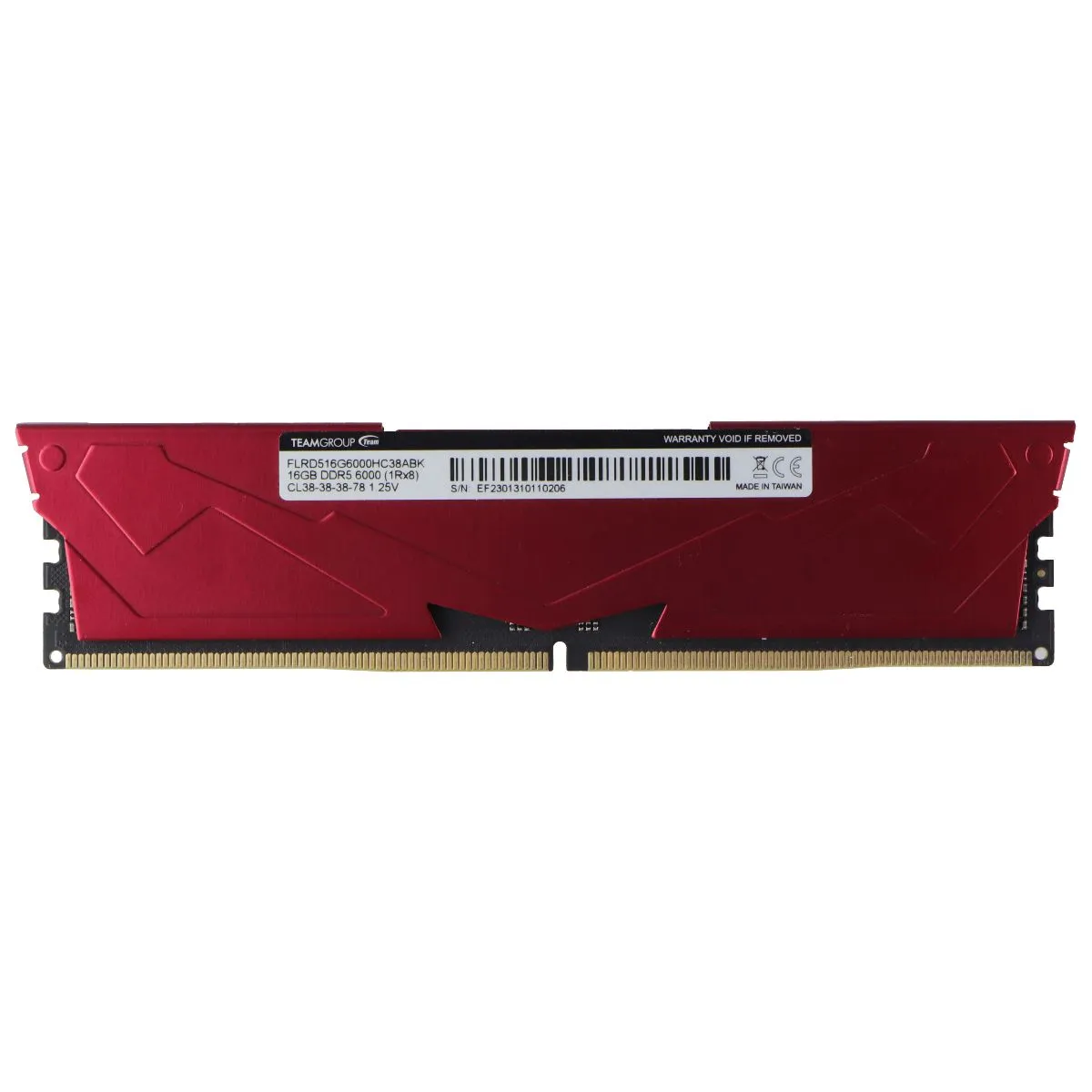 16GB TeamGroup T-Force Vulcan DDR5-6000 Red RAM - FLRD516G6000HC38ABK