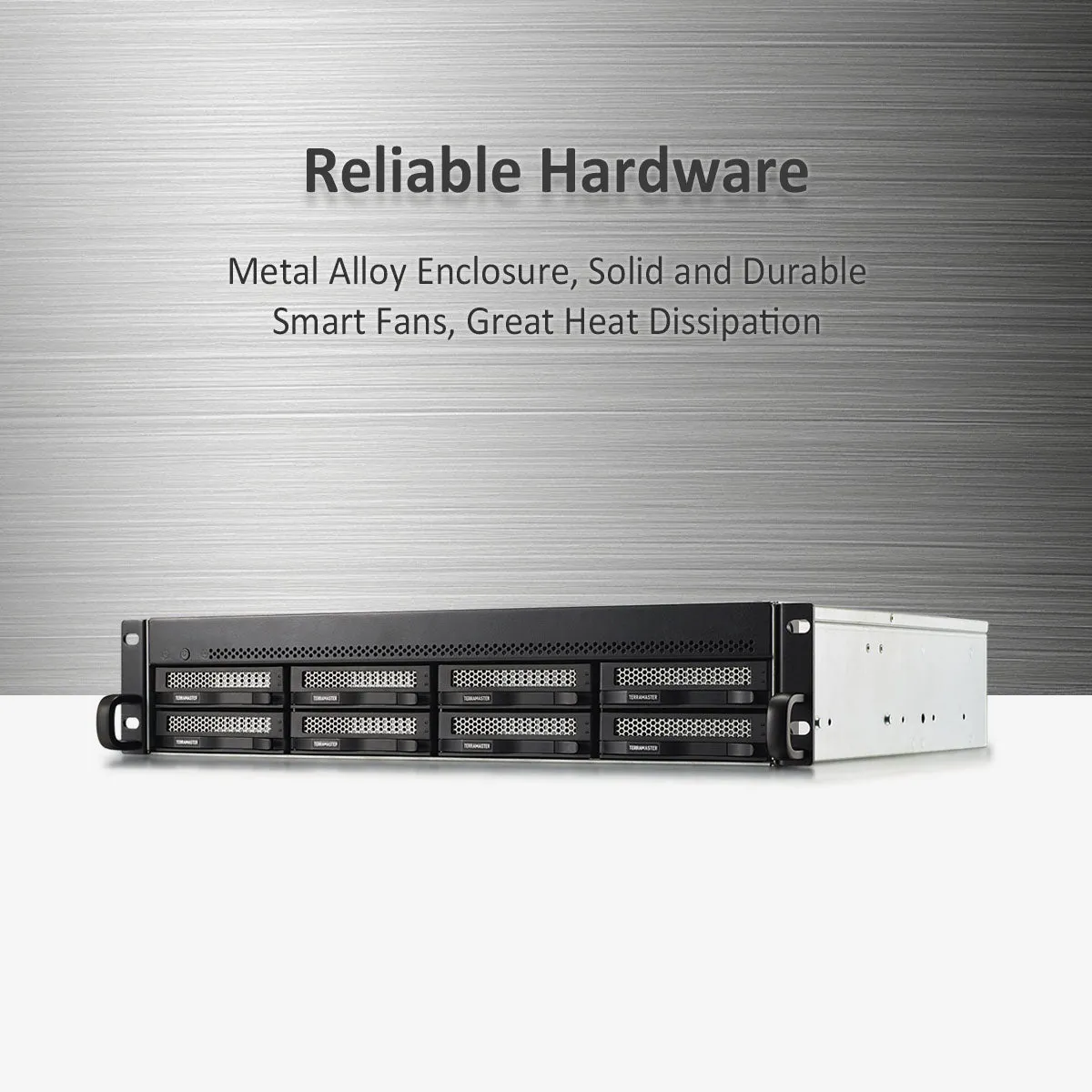 TERRAMASTER U8-450 8-bay Short Depth Rackmount NAS – Intel Quad-core CPU, 8GB DDR4, Dual SFP  10GbE Ports , Dual 2.5GbE Ports (Diskless)