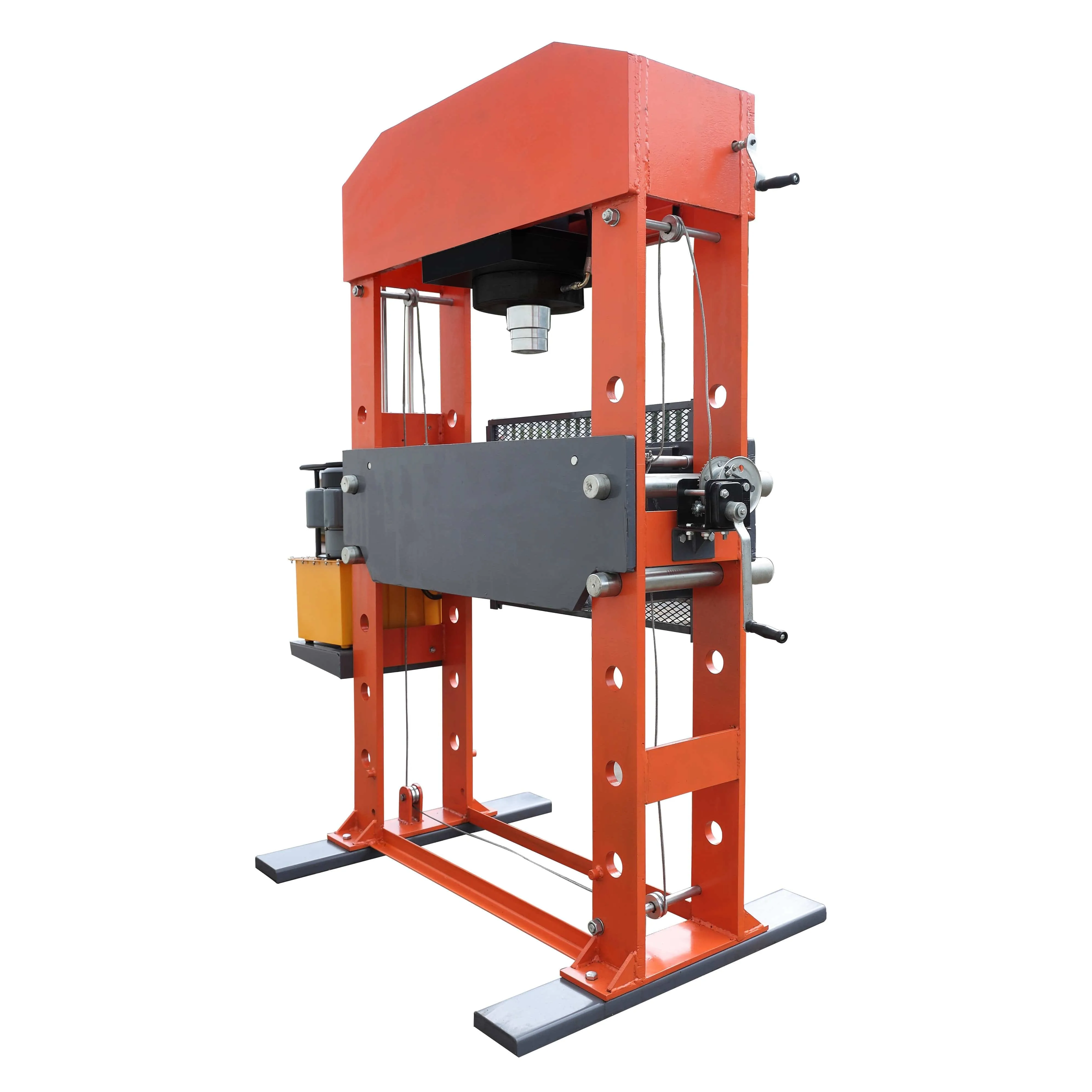 TMG Industrial 150 Ton Capacity Hydraulic Shop Press, Heavy Duty Pressing, Protective Grid Guard, Fully Welded H-Frame, Air & Manual Dual Operation, TMG-SP150